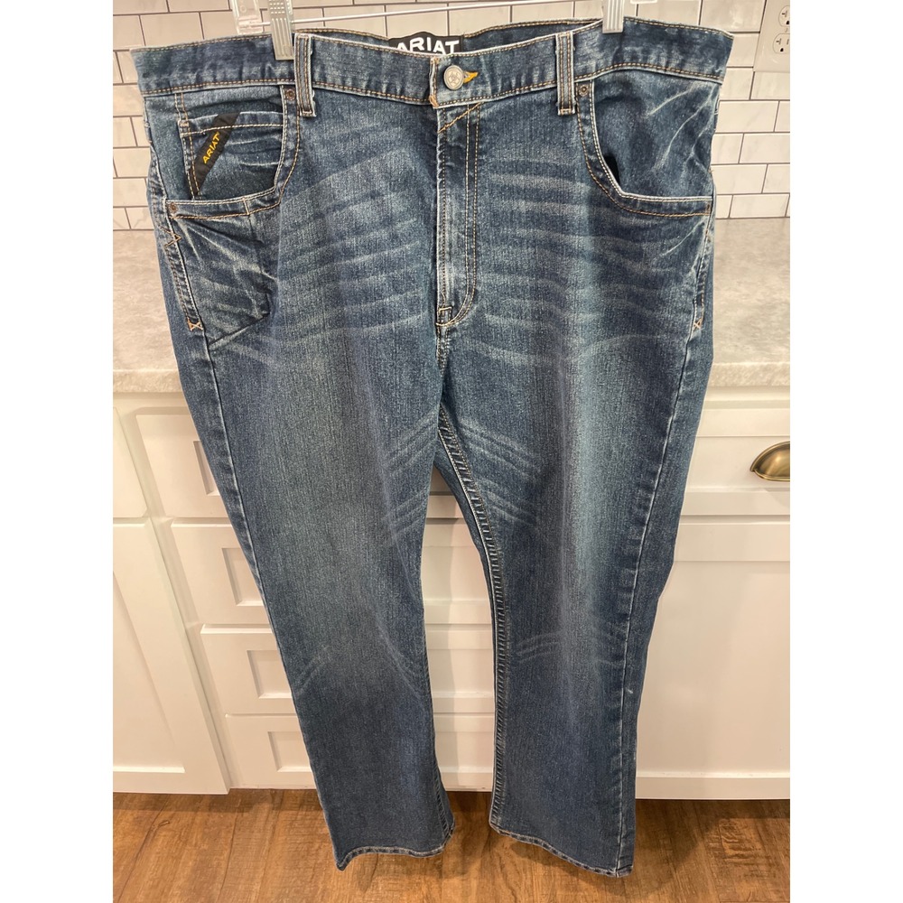 Ariat Jeans Mens 42 Blue Rebar M5 Slim Inseam 32 Straight Stretch Denim Pants